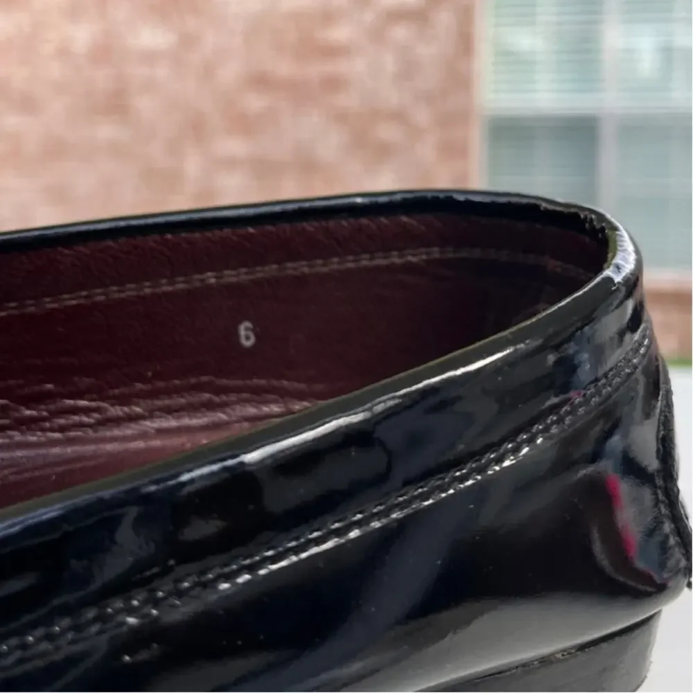 Women's Tod's Patent Leather Slip-On Business Preppy Penny Loafer SZ 6 Black